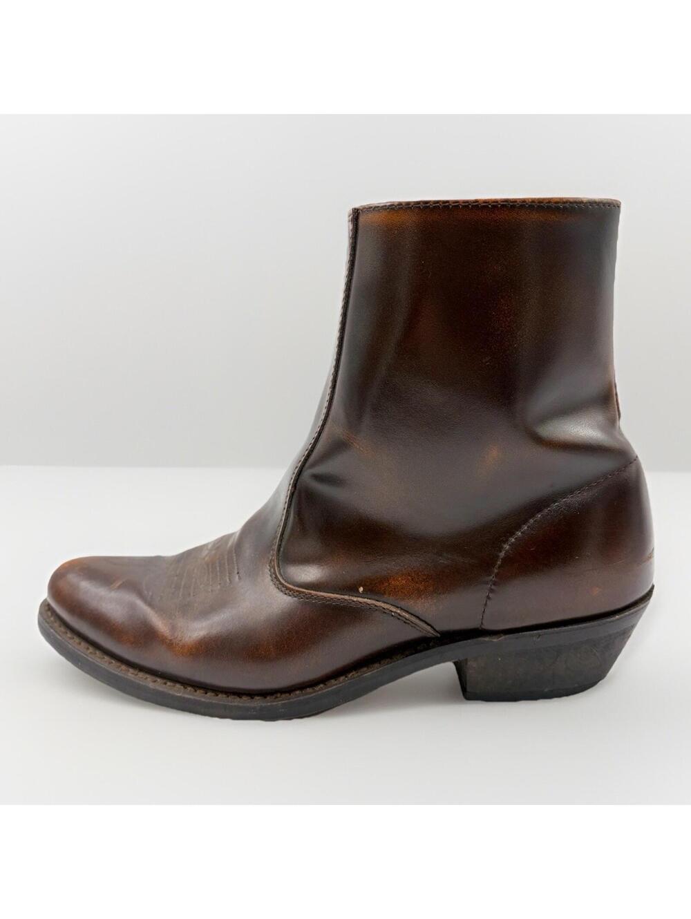 Laredo Men's Size 10 D Brown Leather Side Zip Traditional Round Toe Boot 62004